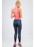 Navy blue leggings with coral inscription 13930 - Online store - Boutique